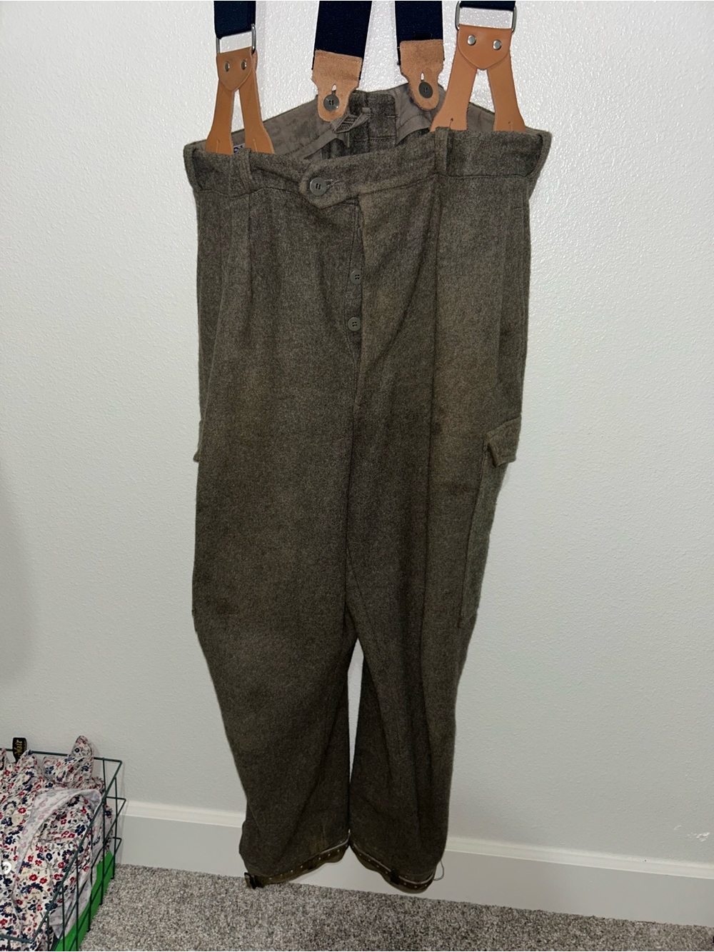 Vintage Wool military? with Carhartt Suspenders